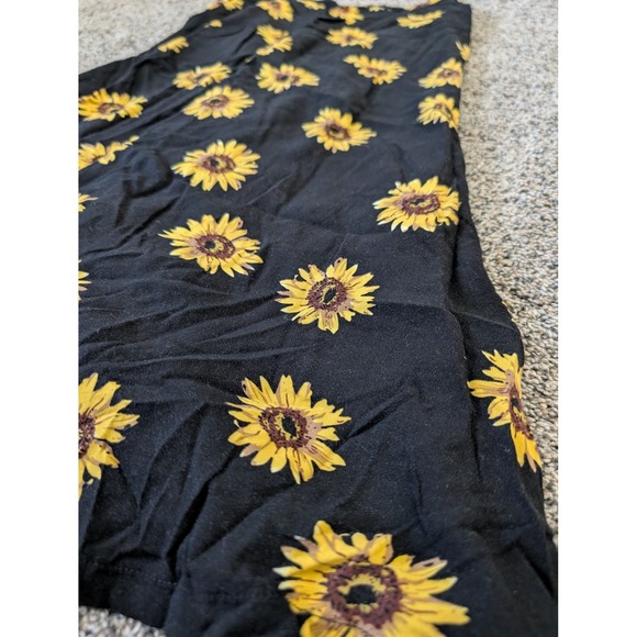 MSBASIC Sunflower Print Mini Slip Dress Black Yellow 90s Style Rayon Womens M - Picture 2 of 5